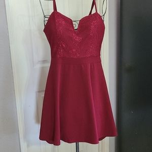 Maroon dress with lace overlay size L